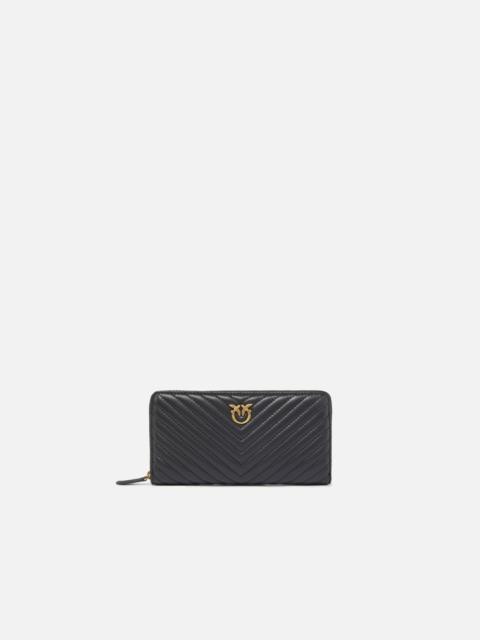 PINKO ZIP-AROUND WALLET IN CHEVRON-PATTERNED NAPPA LEATHER