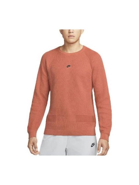 Men's Nike Round Neck Long Sleeves Casual Sports Pullover Knitwear Madder Root Brown DN3618-827