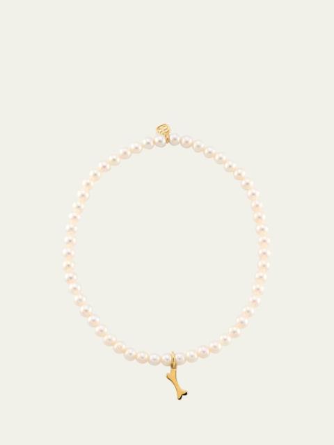 SYDNEY EVAN Tiny Pure Bone Charm on Freshwater Pearls Bracelet
