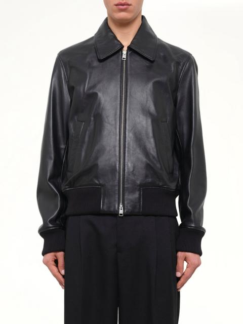 AMI Paris Lamb Leather Zipped Jacket in Black