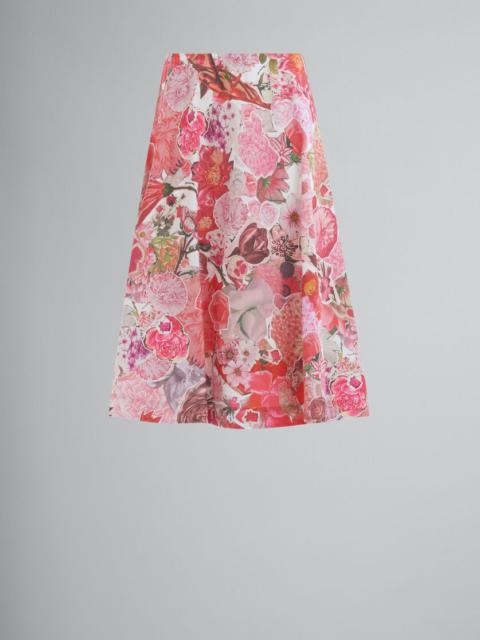 PINK POPLIN CIRCLE SKIRT WITH REQUIEM PRINT