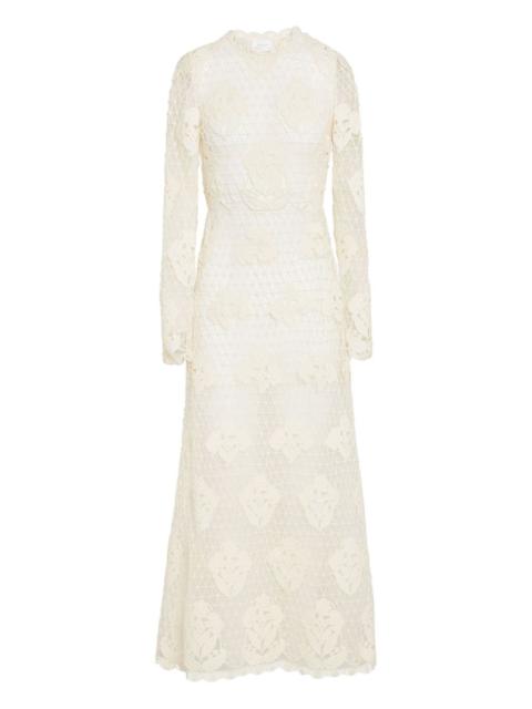 GIAMBATTISTA VALLI floral-macramé midi dress
