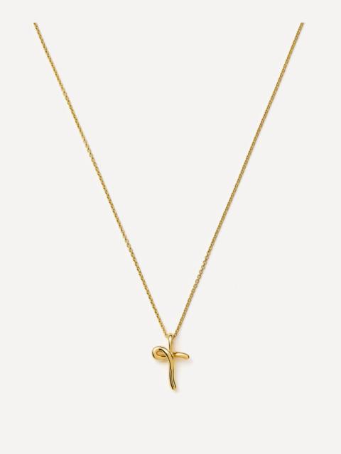 MISSOMA 18ct Gold-Plated Vermeil Silver Curly Molten Mini T Initial Pendant Necklace