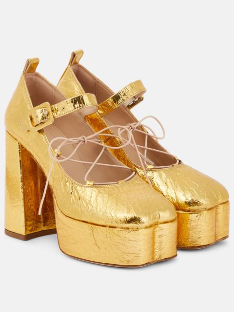 Simone Rocha Leather ballerina platform pumps