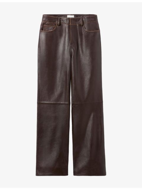 Claudie Pierlot Straight-Leg Mid-Rise Leather Trousers