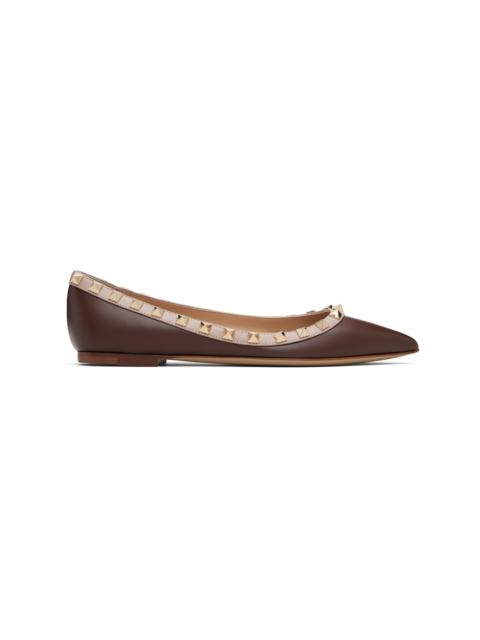 Valentino Brown Rockstud Ballerina Flats