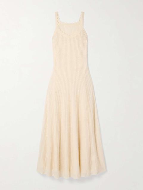 Thora pointelle-knit midi dress Cream