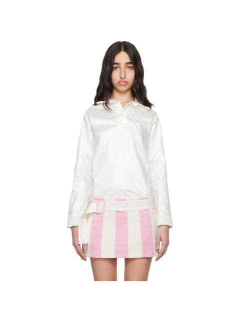 SUPER YAYA Off-White Bazan Long Sleeve Polo