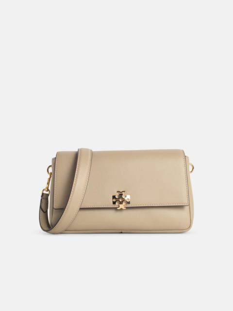 TORY BURCH 'CHARLIE' SMALL 'SOFT CEMENT' SUEDE SHOULDER BAG