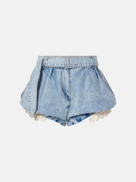 MAGDA BUTRYM Crochet-trimmed denim shorts