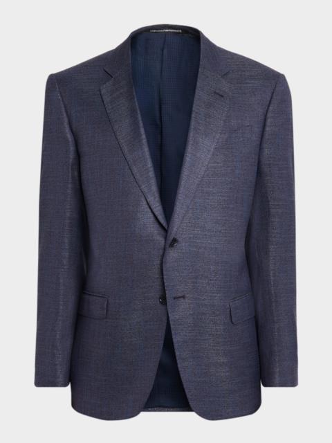 EMPORIO ARMANI Men's Bamboo Viscose Blurred Plaid G Line Sport Coat