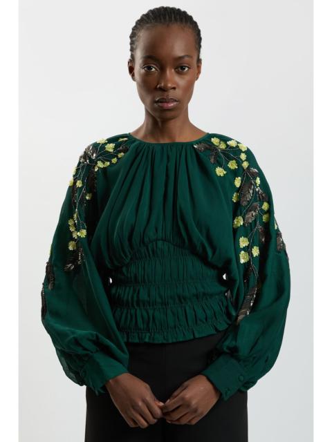 KAREN MILLEN Hand Embellished Floral Occasion Top