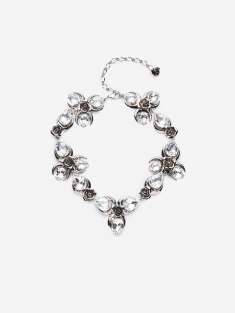 MAGDA BUTRYM Crystal flower stud necklace in silver