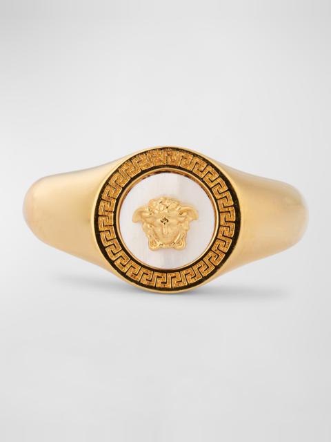 Mother-of-Pearl Medusa and Greca Ring