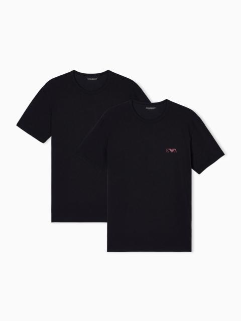 TWO-PACK OF LOUNGEWEAR FITTED T-SHIRTS WITH A BOLD MONOGRAM LOGO