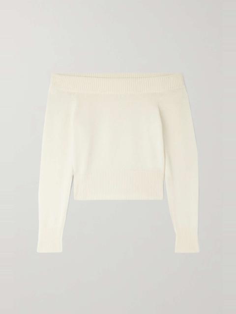 Alexander McQueen Off-the-shoulder wool and cashmere-blend sweater