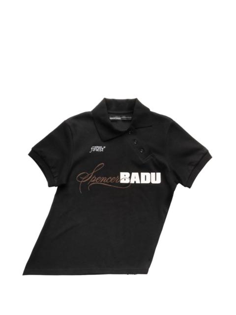 SPENCER BADU asymmetric logo-print polo shirt