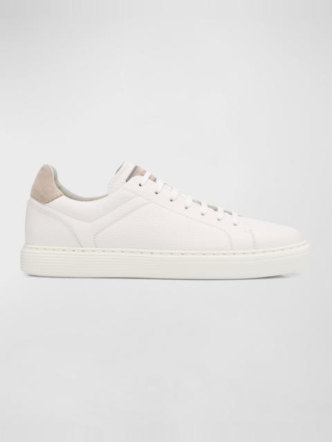 Brunello Cucinelli Men's Grained Calfskin Low-Top Sneakers