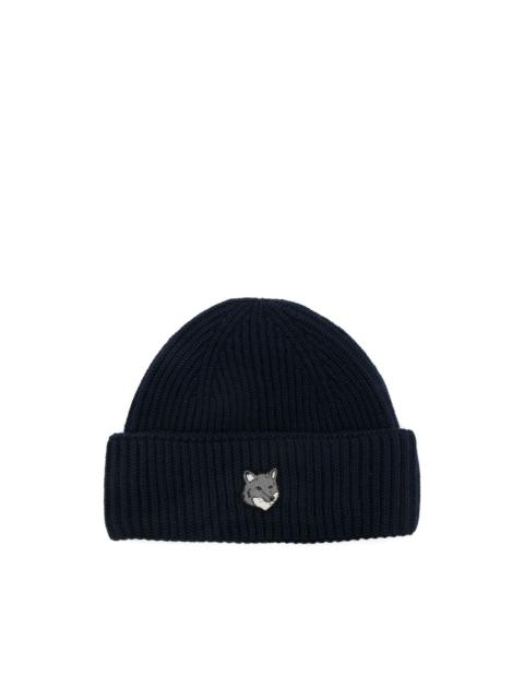 Maison Kitsuné logo-embroidered ribbed beanie