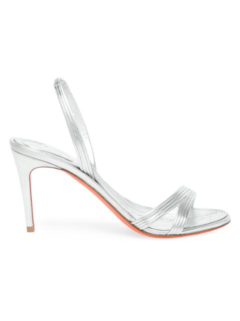 Santoni Women's Serpenti 90MM Metallic Leather Slingback Sandals - Silver