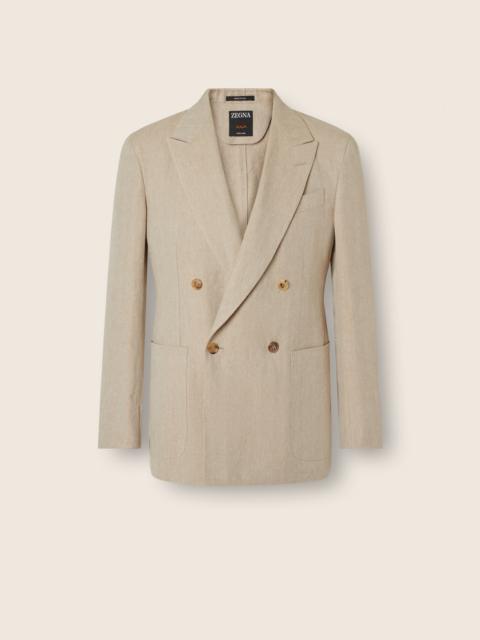 ZEGNA LIGHT TAUPE OASI LINO JACKET