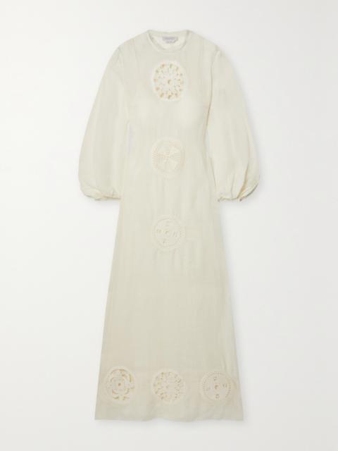 GABRIELA HEARST Alex Crochet-trimmed Linen And Silk-blend Gauze Maxi Dress