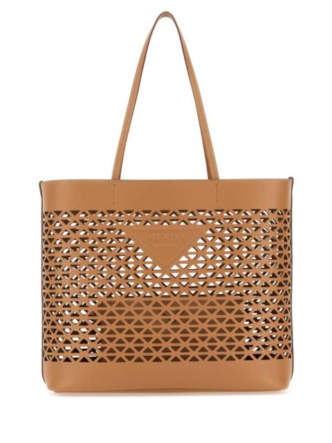 Prada Prada Perforated Leather Tote Bag — Beige