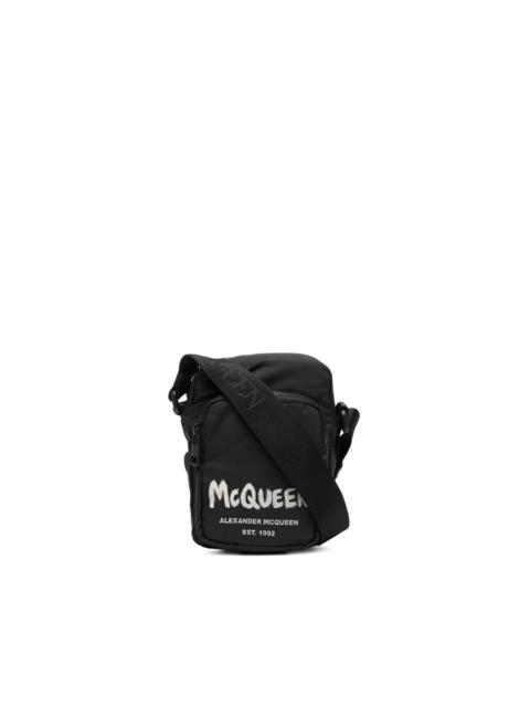 graffiti logo-print messenger bag