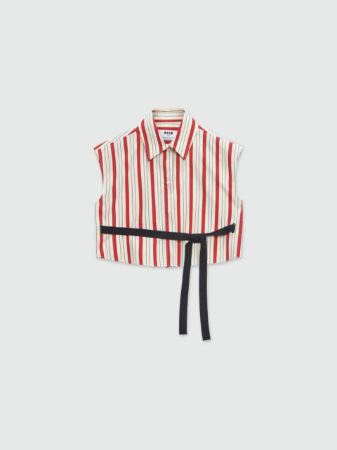MSGM Cropped shirt with red striped print