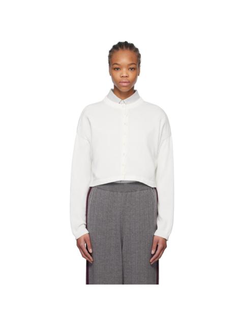 White Cotton Cropped Cardigan