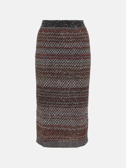 Missoni Striped sequined knitted pencil skirt