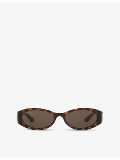 GUCCI GG1660S Oval-Frame Acetate Sunglasses