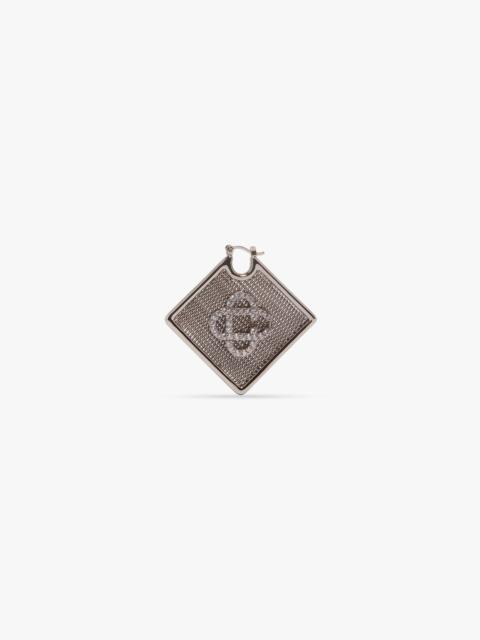 CASABLANCA Silver Diamond Logo Brass Ear Hoops | Casablanca Paris