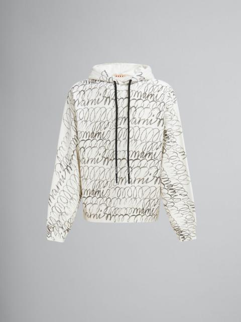 Marni WHITE ORGANIC COTTON HOODIE WITH MARNI SCRIBBLE MOTIF