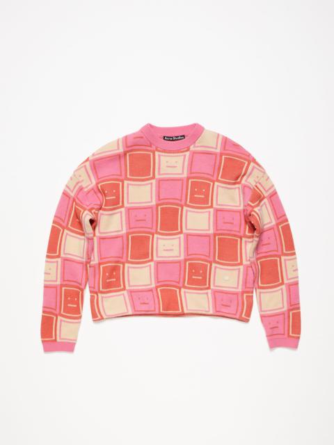 Acne Studios Jacquard crew neck jumper - Rusty orange/tango pink