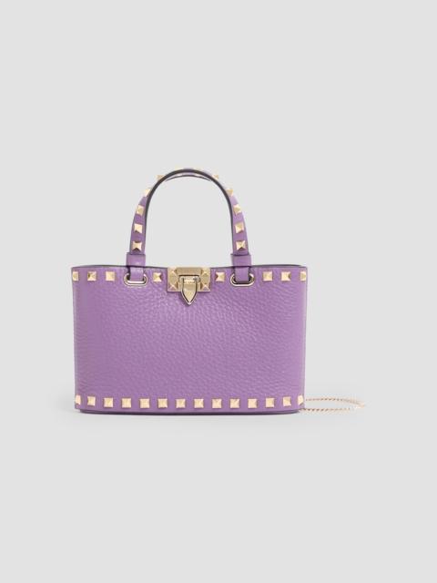 Valentino Women's Rockstud Top Handle Bag in Grainy Calfskin - Purple