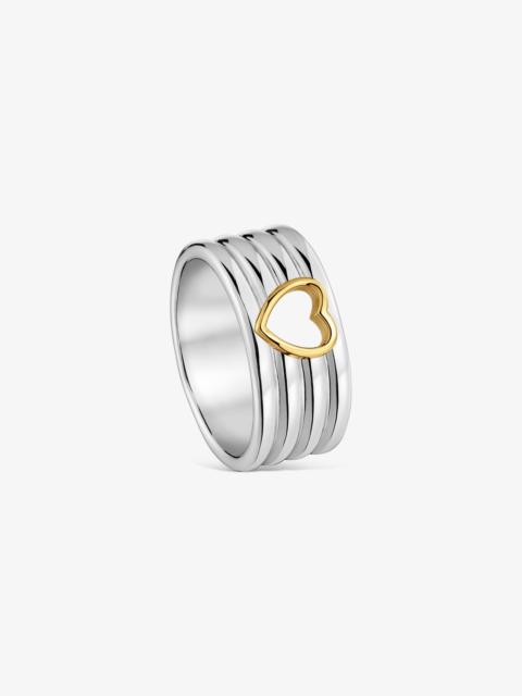 TOUS 9-mm steel Ring with two-tone heart TOUS Galia