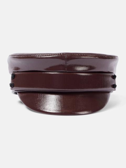 RUSLAN BAGINSKIY Faux leather newsboy cap