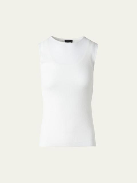 AKRIS Structured Double-Layer Cotton Blend Knit Top