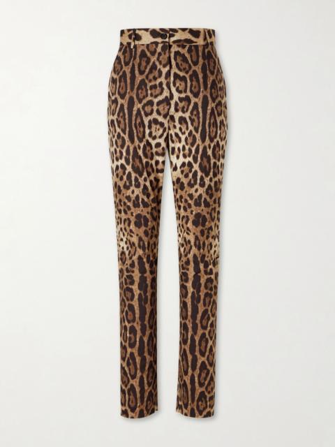 Dolce & Gabbana Leopard-print high-rise cotton straight-leg pants Leopard print