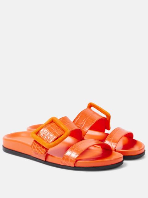 Manolo Blahnik Mayfu leather slides