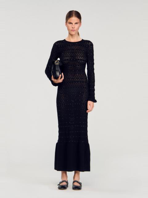 Sandro RHINESTONE KNIT MAXI DRESS