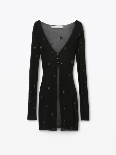 Alexander Wang RIBBED CARDIGAN WITH ENGINEERED TRAPPED GEMS