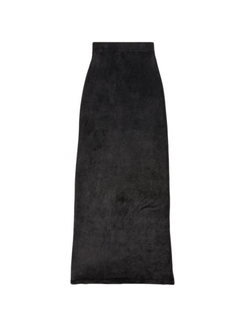 BALENCIAGA velvet-effect high-waisted skirt
