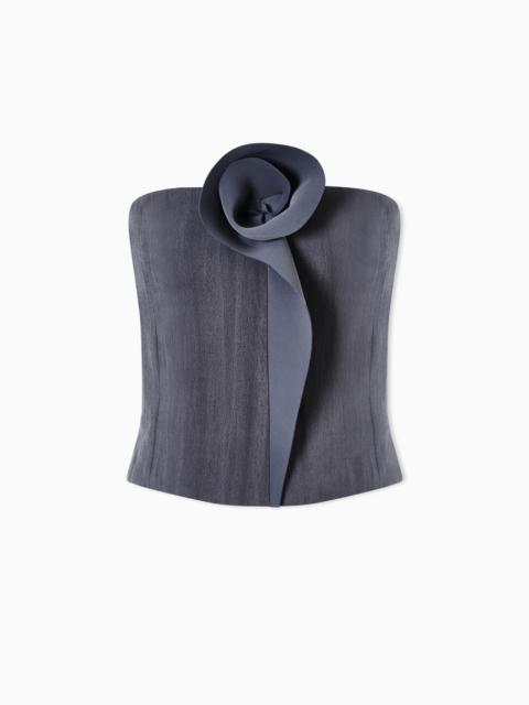 GIORGIO ARMANI TECHNICAL SILK TOP WITH FLORAL DETAIL