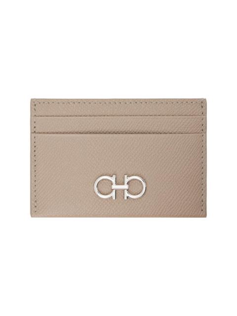 FERRAGAMO Taupe Gancini Credit Card Holder