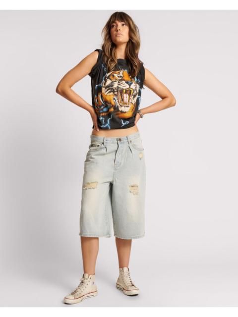 ONE TEASPOON Beasties Low Waist Wide Leg Denim Jorts - Old West