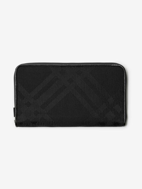 Burberry Check Jacquard Large Zip Wallet