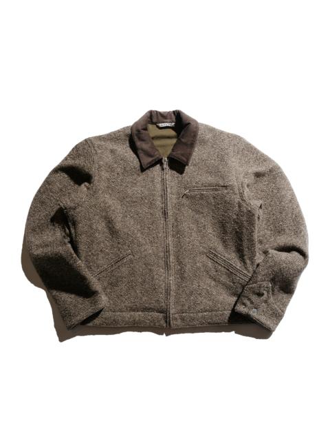 AURALEE Homespun Tweed Zip Blouson Brown