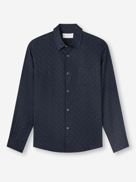 Men's Shirt Milan 25 Linen Navy